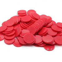Hakitaroom Set Of 100 Opaque Plastic Learning Counters Mini Poker Chips Game Tokens With Storage Box (Red  1.58 Inch)