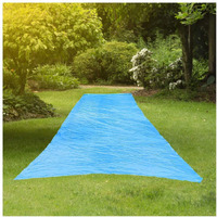 Resilia - Super Slip Lawn Water Slide Jumbo  50 Feet Long X 12 Feet Wide  For Adults And Teens  Powder Blue With Hold Steady Stakes