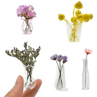 Iland Miniature Dollhouse Accessories For Dollhouse Furniture  Glass Vases W/Dried Flowers Set (Pretty 5Pcs)