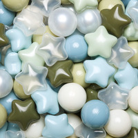 Trendplay Star Ball Pit Balls 200 For Toddlers - Ball Pit Ball Shapes Plastic Balls For Boys Girls Ball Pit Fun  Birthday Party  Christmas Decoration Creamy Blue+Creamy Green+Pearl Balls+Clear
