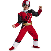 Power Rangers Ninja Steel Toddler Muscle Costume  Red  Medium (3T-4T)