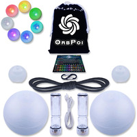 Ultrapoi Orbpoi Set - Orb Poi W/Non Led Knob Handles - Usb Rechargeable Contact Led Poi Balls W/ 30+ Color Modes & Flashing Patterns - Led Poi Spinning Balls W/Soft Durable Cases - Flow Arts Toy