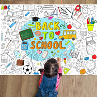 Naozinebi Back To School Coloring Poster For Kids Giant Coloring Poster Large Welcome Back Coloring Tablecloth Jumbo Coloring Books For Kids Classroom Home Birthday Party Supplies Favor