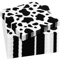 Durony 72 Pack Cow Party Napkins Cow Print Animal Cloth Napkin 3-Layers Farm Animal Party Napkins For Cow Print Birthday Tableware Dinner Party Supplies