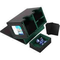 Venssu Mtg Deck Box For Commander Display With Dice Tray Card Deck Box Fits 160 Double Sleeved /200 Single Sleeved Trading Cards  Deck Box Tcg With 2 Dividers And 1 Magnetic Card Holder (Black&Green)