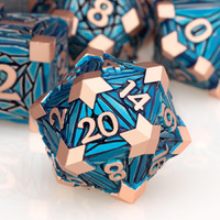 Orifantou Metal Dnd Dice Set Dungeons And Dragons Dice With Box  Copper Blue Debris D&D Dice Rpg D And D Dice Role Playing Game Polyhedral Dice Set D20 D12 D10 D8 D6 D4
