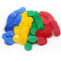 Hakitaroom Set Of 100 Opaque Plastic Learning Counters Mini Poker Chips Game Tokens With Storage Box (Red+Yellow+Royalblue+Green  1.58 Inch)