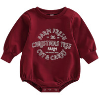 Fybitbo My First Christmas Baby Girl Boy Outfit Sweatshirt Romper Sweater Onesie Long Sleeve Bodysuit Fall Clothes (Red Farm Fresh Christmas Tree 18-24 Months)