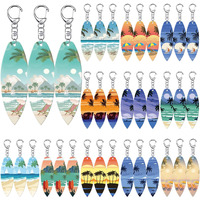 Bucherry 36 Pcs Beach Favors Keychain Gifts Set Wooden Bulk Surfboard Slippers Sea Turtle Coconut Tree Bible Keychains For Beach Hawaiian Florida Bahamas Souvenirs Luau Party Favors(Surfboard Style)