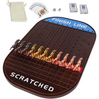 Jyquorp Horse Race Board Game Racing Game Thickened Solid Wood With 11 Luxurious Durable Classic Metal Horses With 4 Dice And 2 Boxes Of Cards Horse Racing Game(Small Circular