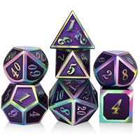 Purple Metal Dice Set D&D  Dndnd 7 Die Enamel Polyhedral Dnd Dice Set With Metal Tin For Dungeons And Dragons And Role Playing Game