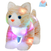 Glow Guards 14'' Light Up Kitty Stuffed Animal Soft Realistic Cat Plush Toy With Led Night Lights Glow Birthday Children's Day Gifts For Toddler Kids