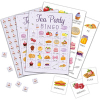 Foosproea Tea Party Bingo Cards  Lets Par-Tea Game For 24 Players  Garden Tea Party Games For Family Friends Activities  Holiday Party Favors Supplies Decorations(05)