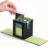 Zlca Mtg Deck Box With Commander Window Display  Trading Card Storage Box Holds 100 Double-Sleeved Cards Suitable For Tcg/Ccg/Ptcg/Edh/Magic/Sport Cards (Black&Green)