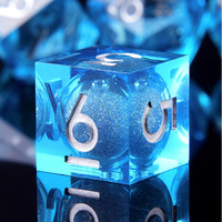 Yemeko Handmade Liquid Dnd Dice Set  Liquid Core Dnd Dice Quicksand Ball  7 Accessories Dice For Dungeons And Dragons  Rpg Polyhedral Resin Sharp Edge Dice Roleplaying (Liquid Blue )