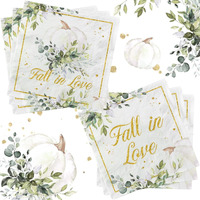 40Pcs Fall In Love Napkins-Fall Bridal Shower Decorations  Disposable Green Pumpkin Paper Fall Wedding Shower Dinner Napkins For Engagement Party Fall In Love Bridal Shower Decor