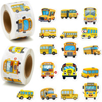 Beyumi School Bus Roll Stickers - 1000Pcs School Bus Stickers In 2 Rolls Back To School Waterproof Vinyl Cartoon Transportation Decals For Laptop Bottle Notebook Luggage Computer Classroom Decor Kids