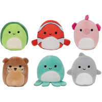 Squishville By Squishmallow Mini Plush Sealife Squad  Six 2  Sea Animals  Irresistebly Soft Colorful Plush  Mini Shark  Otter  And Seahorse