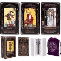 Kledery Tarot Cards For Beginners  Classic Tarot Cards With Meanings On Them  Durable Tarot Cards With Guide Book For Beginners (Black)