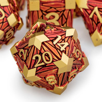 Orifantou Metal Dnd Dice Set Dungeons And Dragons Dice With Box  Golden Red Debris D&D Dice Rpg D And D Dice Role Playing Game Polyhedral Dice Set D20 D12 D10 D8 D6 D4