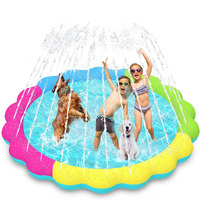 Yaungel Splash Pad For Dogs  69In Non-Slip Sprinkler For 0.55Mm Thickened Durable And Foldable Dog Pool Inflatable Summer Outdoor Water Toys For Dogs  Blue