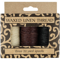 Lineco  Natural Waxed Linen Thread 20 Yards  Books By Hand Natural  Black  Brown Color For Sewing  Bookbinding (3/Pkg)