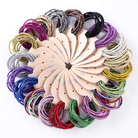 Lovef 200Pcs Glitter Multi-Color Hair Elastics Hair Ties No Crease Ponytail Holders No Metal 5Mm Hair Band Ties For Girls Ladies Hair Ring Hair Band