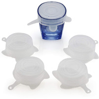 Small Silicone Stretch Lids 5 Pack Of 2.5 Inch Reusable Stretch Cover  Silicone Stretch And Seal Lids Fit For 2.6 To 3.4 Inch Can Cup Regular And Wide Mouth Mason Jar