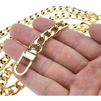 Hahiyo Purse Chain Strap Length 55.1 Inches Spot-On Gold For Shoulder Cross Body Sling Purse Handbag Clutch Replacement Strap Comfortable Flat 0.4  Wide Enough 2.4Mm Extra Thick Metal Strap 1 Pack