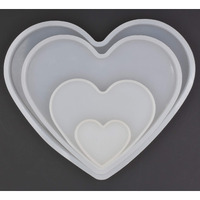 4Set Love Heart Shape Epoxy Mold Size 18Cm  15Cm  10Cm  5.2Cm Diy Resin Heart Casting Silicone Mold (Not Deep Heart)