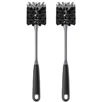 Mr.Siga Long Handle Bottle Brush  Flexible Scrub Brush For Water Bottles  Glasswares  Mugs  Black  2 Pack