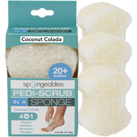 Spongables Pedi Scrub Foot Exfoliating 20+ Wash Sponge  Coconut Colada  3 Count