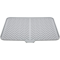 Luxet Silicone Dish Drying Mat With Built-In Drain Lip - Hygienic Drying Pad - Sturdy Compact Easy To Clean Tray Protects Surfaces Prevents Water Build Up - 23 X 17 (Grey)