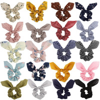Aoprie Chiffon Hair Bunny Ear Scrunchies With Bow - 20Pcs Elegant Hair Elastics  Ponytail Holders & Soft Hair Bands