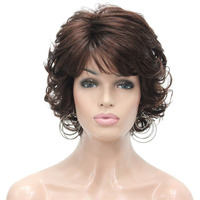 Aimole Short Curly Ends Wigs Synthetic Women's Fiber Wig With Layered Bangs(31 Auburn)