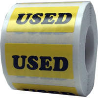 Yellow With Black Used Rectangle Stickers  3/4 X 1.5 Inches In Size  500 Labels On A Roll
