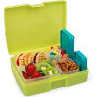 Bentologytm Green Bento Lunch Box Set W 5 Removable Nesting Containers- Adapt Inner Compartment Portion Sizes-Meal Prep Snack Holders For Back To School  Leakproof Durable & Bpa Free- Dishwasher Safe