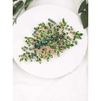 Aimimier Bridal Emerald Hair Comb Green Crystal Hair Piece Wedding Hair Accessories For Women And Girls (Green)