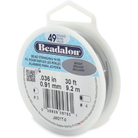 Beadalon 49 Strand Stainless Steel Bead Stringing Wire  .036 In / 0.91 Mm  Bright  30 Ft / 9.2 M