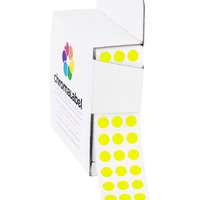 Chromalabel 0.25 Inch Fluorescent Yellow Sticky Color Coding Dot Stickers  Ideal For Pricing  Office Supplies  Teachers  Comes With Handy Dispenser - Great For Retail  Manufacturing  Recreation