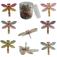 Xqingmei Dragonfly Push Pins 30 Pieces Cartoon Color Dragonfly Decorative Push Pins Thumbtack For Message Photo Postcard Note Paper Softboard Photo Wall Office Supplies(Dragonfly)