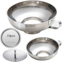 Kalave Canning Funnel  Food Grade Stainless Steel Canning Funnels With Strainer  Wide Mouth Funnels For Kitchen Use  Canning Supplies Kit For Wide And Regular Mason Jars - 3 Pack (Small And Large)