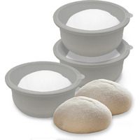3Pcs Stackable Silicone Pizza Dough Proofing Proving Containers With Lids Pizza Dough Proofing Box For Home Kitchen 700Ml (Grey)
