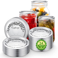 48 Pcs / 24 Sets Canning Lids And Rings For Regular Mouth Mason Jar Ball Kerr Jars  Split-Type Thick Metal Food Grade Material 100% Fit & Airtight For Regular Mouth Jars