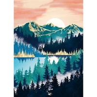 Hestarcul 5D Sunrise Diamond Painting Kit Diamond Art Kits For Adults Diamond Dots Paint With Diamonds Round For Gift Wall Decor(12X16) (Lake Mist)