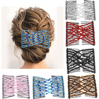 Aethland 6 Pieces Magic Hair Comb Elastic Beaded Hair Clips Women Stretchy Bride Double Slides Hairpins Combs For Women Ladies Girls Diy Hair Styling Accessories