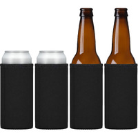 Tahoebay Slim Can Coolers (4-Pack) Extra Thick 5Mm Neoprene - Blank Sleeves For Cans And Longneck Beer Bottles (Black)
