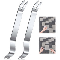 Pagow 2 Pack Paver Puller Tool  Removal Raise Sunken Brick Tool For Home Garden  Lawn Yard Replace Paver Patio Blocks (7 Inch Long  Silver)