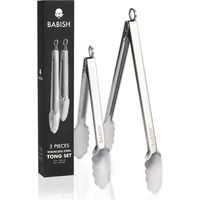 Babish 12  & 9  Locking Kitchen Tong Set  Stainless Steel