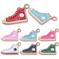 21Pcs 7 Colors Alloy Shoes Charms Enamel Cute High-Top Sneaker Shoes Pendants Charms For Diy Earrings Bracelet Necklace Jewelry Making Accessories